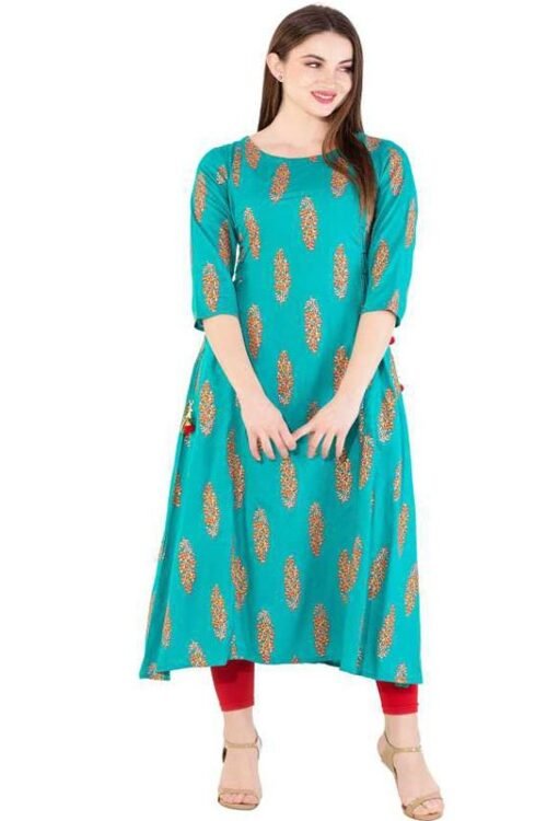 Creation Women Printed Rayon A-line Kurta