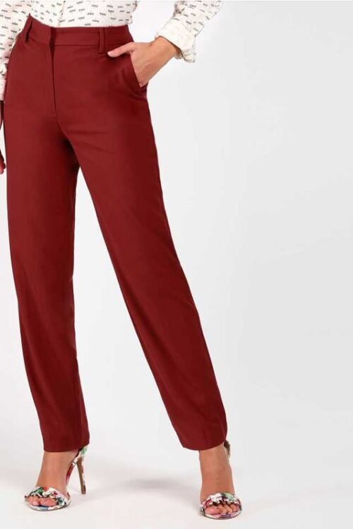 Regular Fit Women Maroon Polyester Blend Trousers M