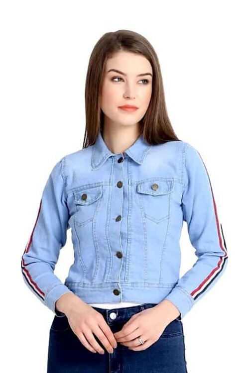 Creation Full Sleeve Self Design Women Denim Jacket