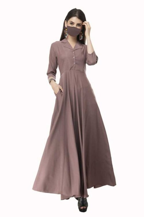 Women Maxi Rosewood Dress With Mask