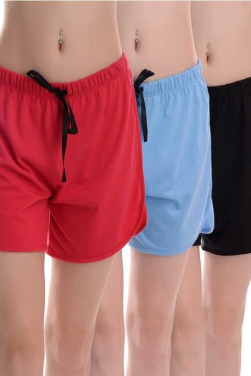Verd Solid Women Reversible Black, Blue, Red Regular Shorts